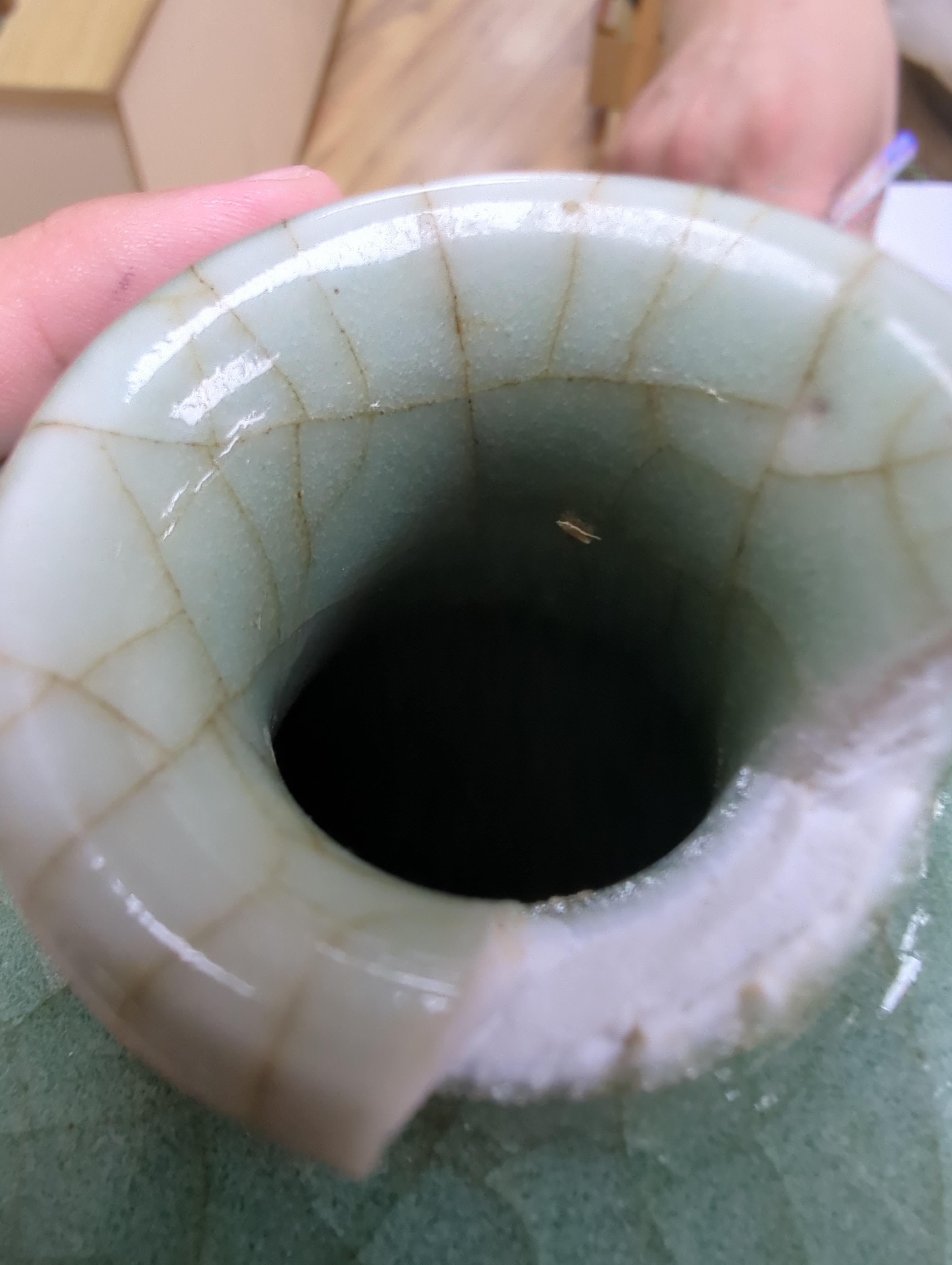 A Chinese celadon crackle glazed vase, 24cm